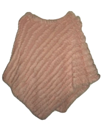 Poncho Studio 512 Rosa Piel de Conejo Genuina Popover Tejido Talla Única Foto 1 de 4
