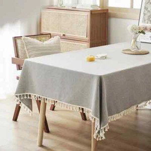 Manteles con Borlas de Algodón, Mesa Rectangular de Tela, Mantel Rectangular - Imagen 1 de 17