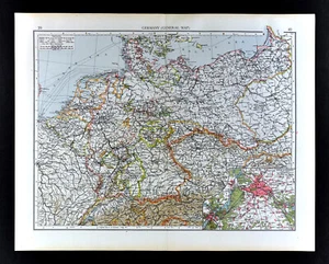 1900 Times Map Germany Berlin Bavaria Bohemia Holland Belgium Prussia Europe - Picture 1 of 4