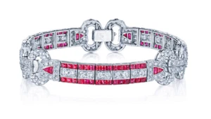 Unique Vintage 24CT Cubic Zirconia & Pink Ruby Women's Inspired Engagement Ring - Picture 1 of 6