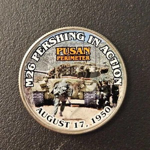 Colorized Kennedy Half Dollar Korean War Coin M26 Pershing in Action Pusan Perim - Picture 1 of 4