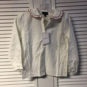 Papo J Anjo size 8 White Peter Pan Collar Button Up Blouse - Picture 1 of 4