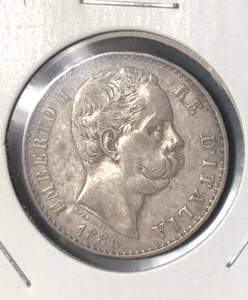 1884R ITALY KINGDOM 2 LIRE SILVER COIN-XF-UMBERTO I -KM#23 - Picture 1 of 4