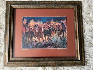 "Linda Pirri ""Wildpferde"", Druck. Gerahmt, mattiert, mit Plexiglas bedeckt.25""x 21""" - Bild 1 von 12