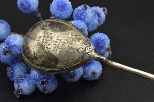 Antique IMPERIAL russian 84 SILVER TEASPOON Faberge design handmade vtg jewelry - Picture 1 of 23