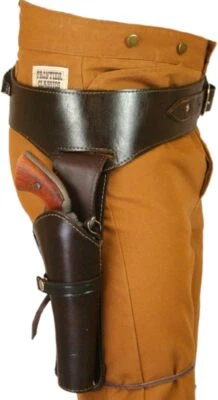 Western Leather Gun Belt Holster – Tooled – Fits .22 .38/357 .44/45 Cal Cowboy - Image 1 of 4