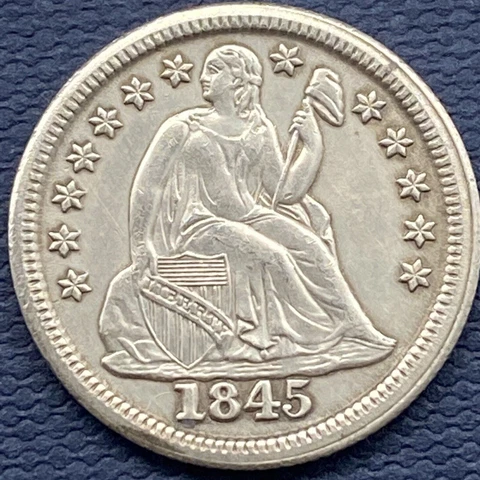 1845 Sested Liberty Dime 10c High Grade AU - UNC #54622 Cover