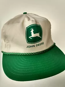 VTG John Deere Promo Ad Snapback Hat Cloth Fabric Cream Philippines Nissin cap - Picture 1 of 12