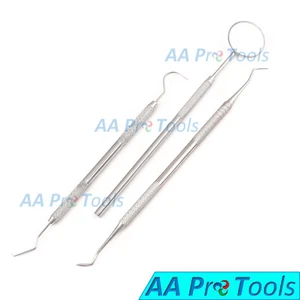 Raschietto per denti in acciaio inox 3 in 1 set scala a specchio rimozione placca tartaro - Foto 1 di 3