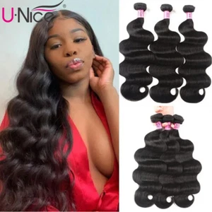 UNice Cambodian Body Wave 3 Bundles Human Hair Extensions 100% Virgin Hair Weave - Picture 1 of 12