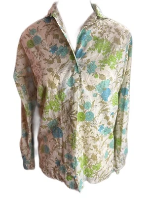 CAMISA MANHATTAN MUJER NUEVA 12 XS ESTAMPADO DE FLORES BOTÓN SEÑORA Vintage años 70’s Foto 1 de 4