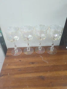 Vintage Fostoria Coral Pearl Iridescent Glass Water Wine Goblets Glass - Picture 1 of 9