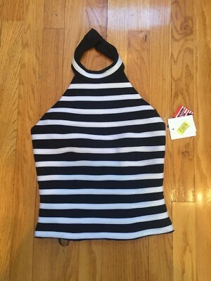 Halter recortado a rayas blanco y negro Xscape 4 nuevo con etiquetas Foto 1 de 4