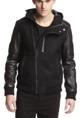 Daniel Won Genuine Lamb Leather/wool,cashmere Fabric Bike Jacket, Sz S - Image 1 of 4