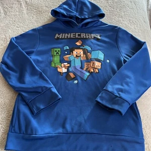 Mojang Jinx Minecraft Boys Blue Creeper Steve Pig Long Sleeve Hoodie XXL 18 - Picture 1 of 8