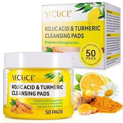 Kojic Acid & Turmeric Facial Exfoliating Peel Cleansing 50 Pads Top Seller USA - Image 1 of 4