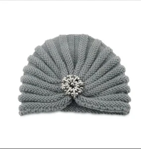 Knitted Turban Beanie Women, Cold Weather Wear, Studded with Jewel as crown. - Picture 1 of 2