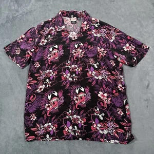 Marvel Venom Shirt Mens Medium Black Purple Hawaiian Floral All Over Print - Picture 1 of 9
