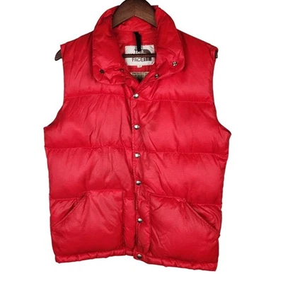 Vintage 80's The North Face Red Down Puffer Vest Insulated Warm Brown Label M - Image 1 of 4