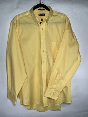 Chaps Button Up Dress Shirt Mens Large Long Sleeve Lightweight Pocket Yellow - Image 1 of 4