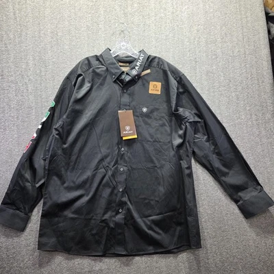 Рубашка мужская Ariat 2XL черная приталенная с длинным рукавом на пуговицах большая мобильность рук - Изображение 1 из 4