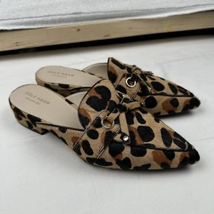 Mules de cuero de piel de becerro real con estampado de leopardo Cole Haan Emily para mujer 8 sin cordones - Imagen 1 de 11
