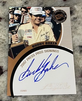 2007 Press Pass Press Pass Signings Legends Buddy Baker Autograph NASCAR HOF  - Image 1 of 2