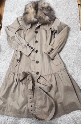 Burberry Blue Label Trench Coat Women’s Size 38 Fleece Collar Used - Image 1 of 2