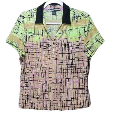 Jamie Sadock Top Shirt Womens L Golf Polo Athletic Preppy Colorful - Image 1 of 4