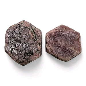 Ruby Hex Natural Stones Brazil 29.8 grams. 2 Piece Lot - Picture 1 of 2