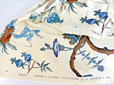 Vintage French Le Manach Floral Fabric Mikado Imprime A La Main Collection 8Ft - Image 1 of 4