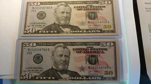 2-2013 $50.00 FRN IN CONSECUTIVE ORDER. FROM J 10 KANSAS CITY DISTRICT . - Picture 1 of 3