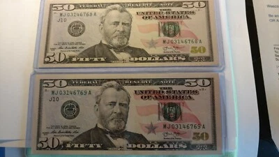 2-2013 $50.00 FRN IN CONSECUTIVE ORDER. FROM J 10 KANSAS CITY DISTRICT . - Image 1 of 3