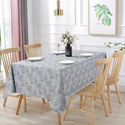 Vonabem 100% Waterproof Rectangle PVC Tablecloth, Vinyl 52X70in, Gray Marble  - Image 1 of 4