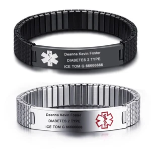 Brazalete brazalete elástico primavera nombre identificación alerta médica mujeres hombres grabado gratis - Imagen 1 de 20