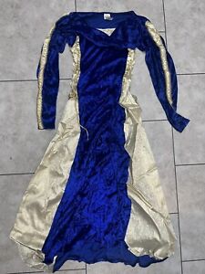 Renaissance Costume Dress Blue/Gold Halloween Long Sleeve
