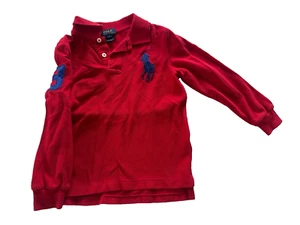 Polo Ralph Lauren Youth Size 5 Red Long Sleeve Polo Big Pony Rugby Preppy - Picture 1 of 6