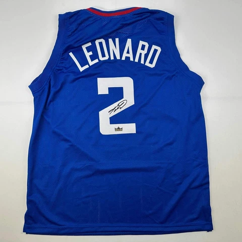 Facsimile Autographed Kawhi Leonard Los Angeles LA Blue Reprint Auto Jersey XL Cover