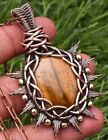 Tiger Eye Pendant Copper Wire Wrapped Handmade Jewelry Pendant Necklace
