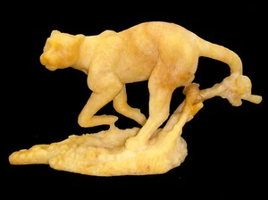 Hand-Crafted Burma Soft Jade Tiger CHEETAH / JAGUAR Figurine Carving Statue - Picture 1 of 4