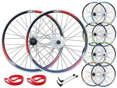 QR 700c 28" (ETRTO 622x19) Hybrid Bike Front Rear Wheel 7/8/9/10 Speed 5 Colours - Image 1 of 4