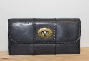 FOSSIL Leder Geldbörse Blau Clutch Geldbeutel Portemonnaie Vintage Revival VRV - Bild 1 von 13