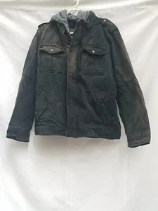 Mens Black Levis Straus Lined Removable Hooded Warm Jacket Coat, Medium, As Is - Picture 1 of 15