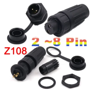 Z108 Waterproof Aviation Plugs Sockets Cable Connector Adapter 2 3 4 5 6 7 8 Pin - Picture 1 of 23