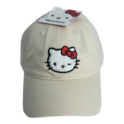 Hello Kitty Hat Women Half-White Baseball Cap Embroidered Adjustable Sanrio NWT - Image 1 of 4