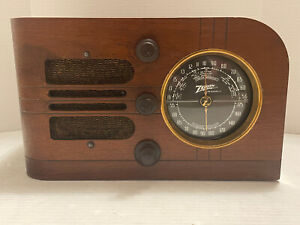 Antique 1938 Zenith 6D219 black dial tube wood radio DIY vintage receiver works*