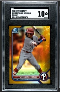 William Bergolla 2022 Bowman cromo SGC 10 #34/50 refractor de oro POP 1 - Imagen 1 de 3