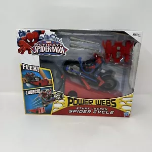Marvel Ultimate Spider-Man Power Webs Stunt Launch Spider Cycle Vehicle New - Picture 1 of 7