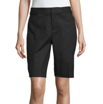 Liz Claiborne 10 1/2" Black Bermuda Shorts Sizes 4P, 6P, 8P, 14P, 16P, 18P New - Image 1 of 4