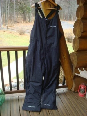 Men's POLARIS Black INSULATED Nylon Snowmobile Bibs XL - Image 1 of 4